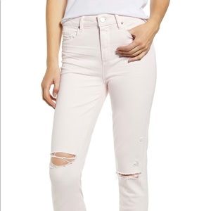 PAIGE Hoxton Slim Crop Destructed Jeans-Pink sz 29